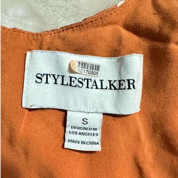 StyleStalker Laurel Jumpsuit Women's Small Orange Cropped Flared Leg V-Neck RTR - Picture 7 of 13